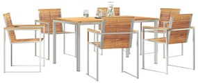 vidaXL Σέτ φαγητού για κήπο 7 pcs Συμπαγές Ξύλο Τικ