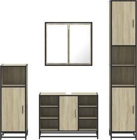 vidaXL Σετ Επίπλων Μπάνιου 4 Τεμαχίων Sonoma Δρυς Επεξεργασμένο Ξύλο