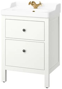 HEMNES/RUTSJON βάση νιπτήρα με συρτάρια/νιπτήρα/μπαταρία, 62x49x95 cm 695.599.91