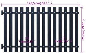 vidaXL Πάνελ Περίφραξης Ανθρακί 170,5x75 εκ. Ατσάλι με Βαφή Πούδρας