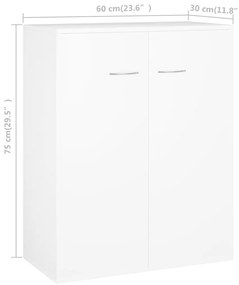 vidaXL Ντουλάπι Λευκό 60 x 30 x 75 εκ. από Επεξεργασμένο Ξύλο