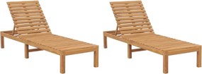 vidaXL Ξαπλώστρες 2 τεμ. από Μασίφ Ξύλο Teak