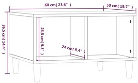 Τραπεζάκι Σαλονιού Sonoma Δρυς 60x50x36,5εκ. Επεξεργασμένο Ξύλο - Καφέ