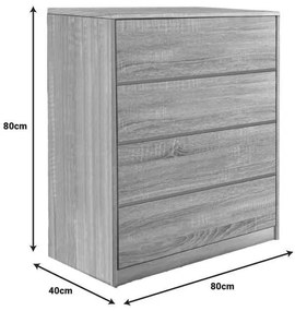 Συρταριέρα Kuanger pakoworld mdf σε φυσική απόχρωση 80x40x80εκ