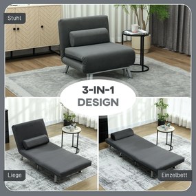 HOMCOM Πολυθρόνα-κρεβάτι, αναδιπλούμενη πολυθρόνα Relax σε βελούδινη όψη, Ρυθμιζόμενη πλάτη, 75 x 70 x 75 cm, Σκούρο γκρι