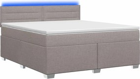vidaXL Κρεβάτι Box Spring με Στρώμα και LED Taupe 140 x 190 cm Ύφασμα