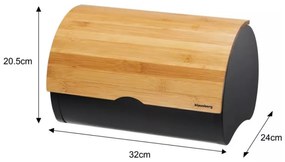Κουτί ψωμιού Klausberg KB 7711, 32 cm, Ελαφριά και ανθεκτική κατασκευή, Μπαμπού, Καφέ/μαύρο