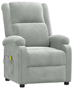 vidaXL Πολυθρόνα Μασάζ Ανοιχτό Γκρι Βελούδινη