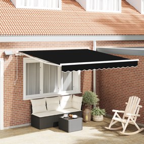 vidaXL Ανασυρόμενη Τέντα Μαύρη with Μαύρο 300 x 250 εκ Μαύρο