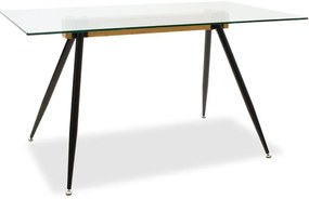 Τραπέζι Astrid γυάλινο 10χιλ - πόδι μαύρο 140x80x75εκ 140x80x75 εκ.