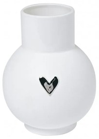 Βάζο Πορσελάνινο Heart Silver RD0017715 Φ10x13cm White-Silver Raeder Πορσελάνη