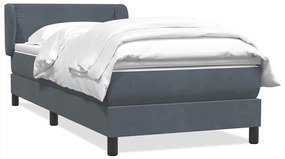 vidaXL Κρεβάτι Boxspring με Στρώμα Σκούρο Γκρι 90x210 εκ. Βελούδινο