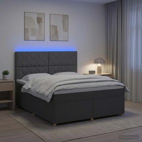 vidaXL Κρεβάτι box spring με στρώμα Σκούρο Γκρι 180 x 200 cm Ύφασμα