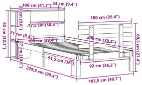 ΚΡΕΒΑΤΙ ΒΙΒΛΙΟΘΗΚΗ ΧΩΡΙΣ ΣΤΡΩΜΑ 100X200 ΕΚ ΜΑΣΙΦ ΞΥΛΟ ΠΕΥΚΟΥ 3322740