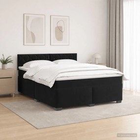 vidaXL Κρεβάτι Box Spring με Στρώμα και LED Μαύρο 180 x 200 cm Βελούδο
