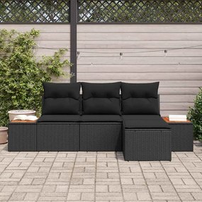 vidaXL Σετ Καναπέ Κήπου 4 pcs Μαύρο 184 x 62 x 85 εκ. Πολυ ράταν