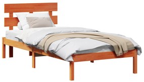 vidaXL Κρεβάτι με Κεφαλάρι Κερωμένο Καφέ 75x190 εκ. Μασίφ Ξύλο Πεύκου