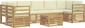 vidaXL Σειρά Καναπέ Εξωτερικού 8 pcs Λευκό και Κρεμ Πολυεστέρας