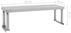 vidaXL Ράφι Επιτραπέζιο για Πάγκο Εργασίας 120x30x35 εκ. Ανοξ. Ατσάλι