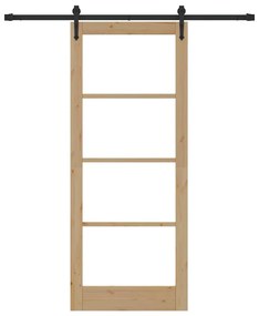 vidaXL Ολισθητή Πόρτα Καφέ 86 x 211 cm Ξύλο και μέταλλο