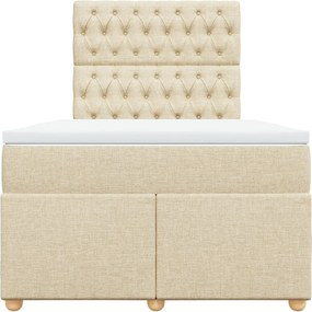 vidaXL Κρεβάτι Boxspring με Στρώμα Κρεμ 120x200 εκ. Υφασμάτινο