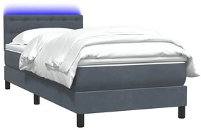 vidaXL Κρεβάτι Boxspring με Στρώμα Σκούρο Γκρι 100x210 εκ. Βελούδινο