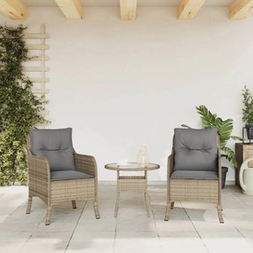 Καρέκλες Κήπου 2 τεμ. Μικτό Μπεζ Συνθετικό Ρατάν με Μαξιλάρια - Μπεζ