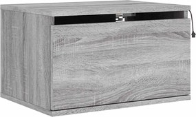 vidaXL Κομοδίνο Επιτοίχιο με Φώτα LED Γκρι Sonoma