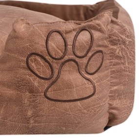 Κρεβάτι Σκύλου Μπεζ Μέγεθος S από Συνθετικό Δέρμα με Μαξιλάρι - Μπεζ