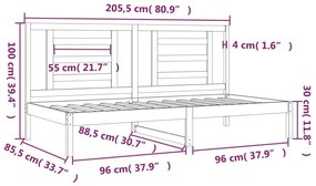 Καναπές Κρεβάτι 80 x 200 εκ. από Μασίφ Ξύλο Πεύκου - Καφέ