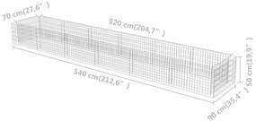 Συρματοκιβώτιο-Γλάστρα Υπερυψωμένη 540x90x50 εκ. Γαλβ. Χάλυβας - Ασήμι