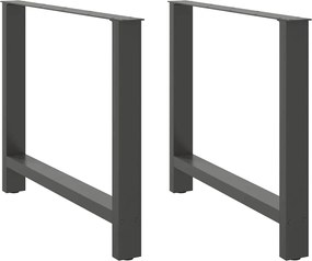 vidaXL Πόδια Τραπεζαρίας Ανθρακί 2 τεμ. 90x(72-73) εκ. Ατσάλι