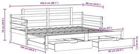 Καναπές Κρεβάτι Συρόμενος Χωρίς Στρώμα 80x200 εκ. &amp; Συρτάρια - Λευκό