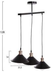 Φωτιστικό Οροφής BELL C7533.11 Τρίφωτο Μέταλλο Μαύρο - Χάλκινη Ντουϊ Φ21,5x128Υ εκ. 21.5x21.5x128 εκ.