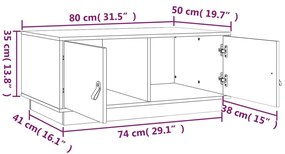 Τραπεζάκι Σαλονιού Μαύρο 80x50x35 εκ. από Μασίφ Ξύλο Πεύκου - Μαύρο