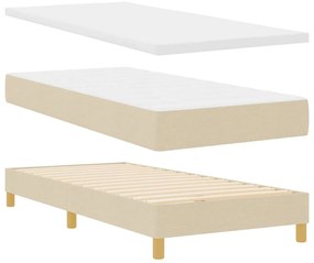 vidaXL Κρεβάτι box spring με στρώμα με στρώμα Κρεμ 80 x 200 cm ύφασμα