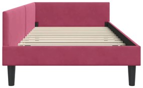 vidaXL Πλαϊνό Κρεβάτι Μπορντό 100 x 200 cm Βελούδο και Στιβαρή ξυλεία