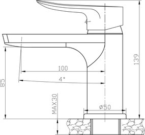 Acquanet Volcano 2001 - Μπαταρία νιπτήρα χρωμέ