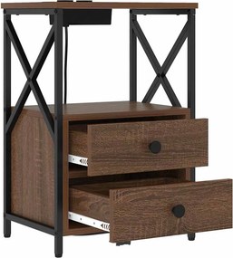 vidaXL Κομοδίνο 2 pcs Καφέ δρυς 40 x 31 x 60 εκ. Επεξεργασμένο ξύλο