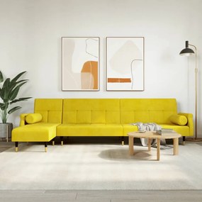 Καναπές Κρεβάτι Γωνιακός Κίτρινος 271 x 140 x 70 εκ. Βελούδινος