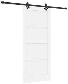 vidaXL Συρόμενη Πόρτα με Σετ Εξαρτημάτων Λευκή 86x198.5 εκ. Συμπαγές Ξύλο Πεύκου