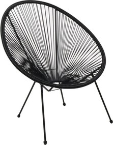 ACAPULCO Πολυθρόνα Μέταλλο Βαφή Μαύρο, Plastic Rattan Μαύρο   1τμχ