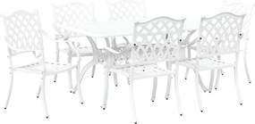 vidaXL Σέτ φαγητού για κήπο 7 pcs Λευκό Αλουμίνιο