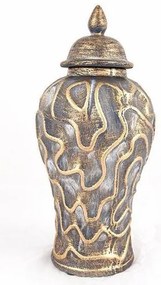 Βάζο Κεραμικό Χρυσό &amp; Γκρι 17.5x17.5x38.5cm 752-20029 Estheti-752-20029-Γκρι 752-20029