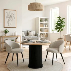 Τραπέζι Bohema Megapap χρώμα μαύρο - sepet oak Ø90x77,7εκ.