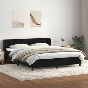 Box Spring Κρεβάτι με στρώματα Μαύρο 200x210 cm Βελούδινο - Μαύρο