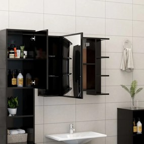 vidaXL Καθρέφτης Μπάνιου με Ντουλάπι Μαύρος 80x20,5x64 εκ. Επεξ. Ξύλο
