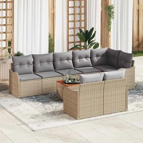 vidaXL Σετ Καναπέ Κήπου 9 pcs Μπεζ Πολυ ράταν