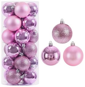 Σετ Χριστουγεννιάτικες μπάλες - 8cm - 24pcs - 326093 - Pink-326093_PINK