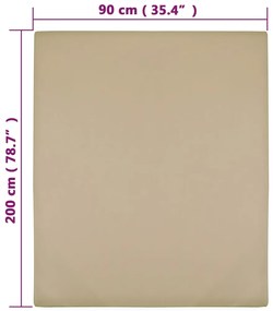 vidaXL Σεντόνια με Λάστιχο 2 τεμ. Taupe 90 x 200 εκ. Βαμβακερό Ζέρσεϊ